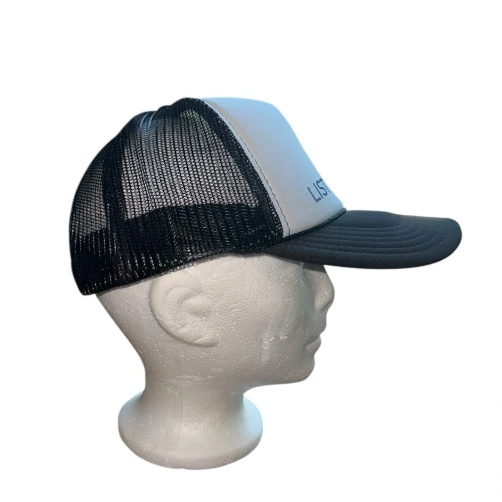 List Perfectly Black & White w/ Neon Type Baseball Cap